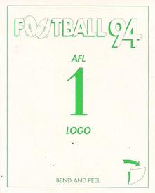1994 Select AFL Stickers #1 AFL Logo Back